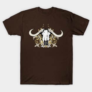 Cool Buffalo Skull with Engraved Floral T-Shirt